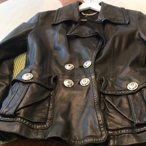 Burberry Black Distressed leather jacket